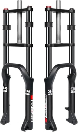NIKANXIA 20 Zoll Doppelschulter Fatbike Federgabel, 200mm Federweg, 1-1/8 Gerader Gabelschaft, 9x135mm QR Scheibenbremse, für 4,0 Zoll Reifen, geeignet für Downhill MTB