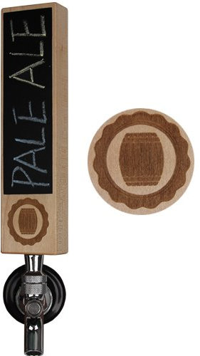 Beer Tap Handles with chalkboard for Kegerator, Mini Walnut wood Keg tap handle with laser engraved one side and keg logo, home bar accessories