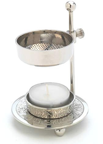 Asmondia Weihrauchbrenner ca.11cm vernickelt glänzend - für Weihrauch und Kräuter