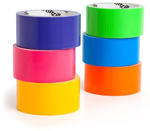 Craftzilla Rainbow Colored Duct Tape Pack - 6 Bright Colors, 10 Yards x 2 Inch Rolls - Duct Tape Heavy Duty, Bulk Multi-Pack for Arts, Crafts, DIY Projects - Waterproof Coloured Tape