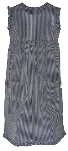 modAS Kinder Fischerkleid Mädchenkleid Maritim - Streifenkleid Kleid für Mädchen mit Streifen aus Baumwolle schmal gestreift Blau in Größe 122