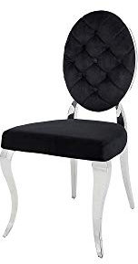 DuNord Design Esszimmerstuhl Barockstuhl 2er Set schwarz Silber Louis Barock Design Stuhl Samt