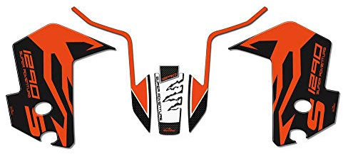 Resin Bike Aufkleber für Motorrad Kompatibel mit KTM 1290 Super Adventure S 2017 2020 Schwarz. Seitliche Schutzabdeckungen und Kotflügel vor Stöße. 3D-Harzklebstoff - Stickers - Made in Italy