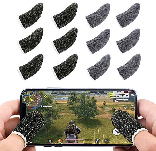 Newseego PUBG Mobile Game Controller für Finger, Touchscreen-Finger-Schutzhülle Atmungsaktiv Schweißempfindlich Schießen und Zieltasten für Überlebensregeln/Messer Out für Android und iOS [12er-Pack]