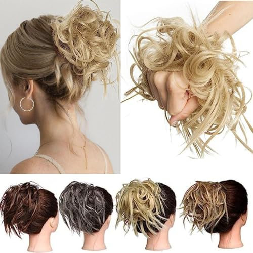 TESS Haarteil Dutt Haargummi mit Haaren Glatt struppige Haarknoten Hochsteckfrisuren günstig Haarverlängerung für Frauen 45g Mittelblond