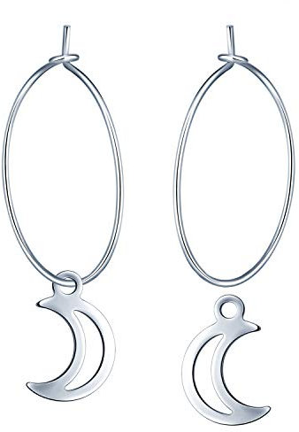 MicLee Damen Creolen Ohrringe 925 Sterling Silber Sterling Ohrhänger Mond Ohrschmuck mit Geschenkbeutel