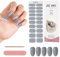Kalolary 20pcs Nail Gel Polish Strips, Gray Full Wraps, Self-Adhesive Gel Nail Wrap Stickers - UV/LED Lamp Required