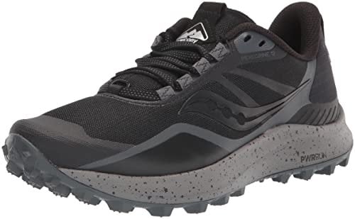 Saucony Women's Peregrine 12 Running Shoe, Black/Charcoal, 6