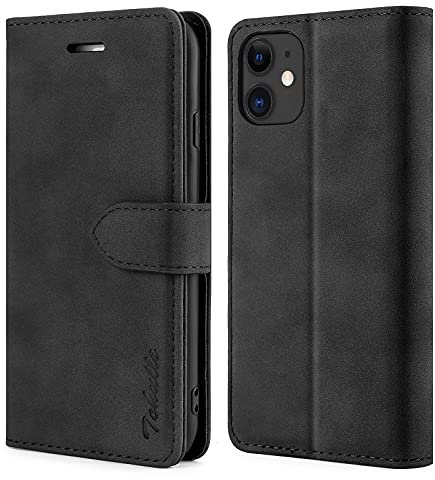 TOHULLE Case for iPhone 11, Premium PU Leather Wallet Case with Card Holder Kickstand Magnetic Closure Shockproof Flip Folio Case Cover for iPhone 11 (6.1 Inch) - Black