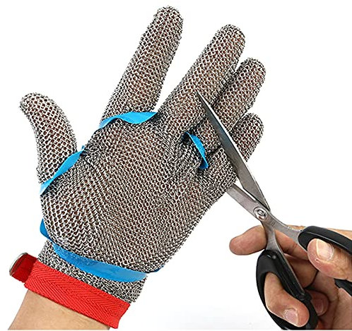 Gant Anti Coupure WXYZ Gants résistants à la Coupe en Acier Inoxydable 316L, Gants de sécurité Anti-Cisaillement Alimentaire et résistant à l'usure, commun aux Mains Gauche et Droite