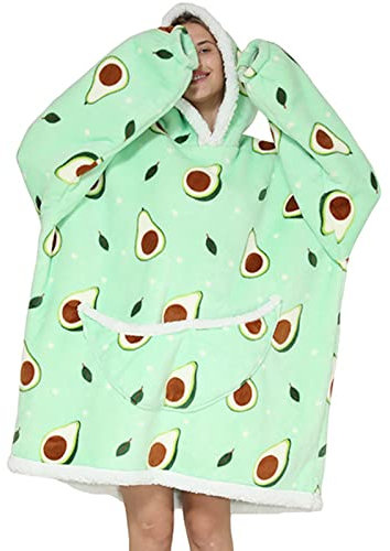 OAMENXI Übergroße Hoodie Sweatshirt Decke Kapuzenpullover für Erwachsene Super Weiche Gemütliche Warme Komfortable Riesen-Hoodie mit Taschen-Decke Unisex (Avocado)