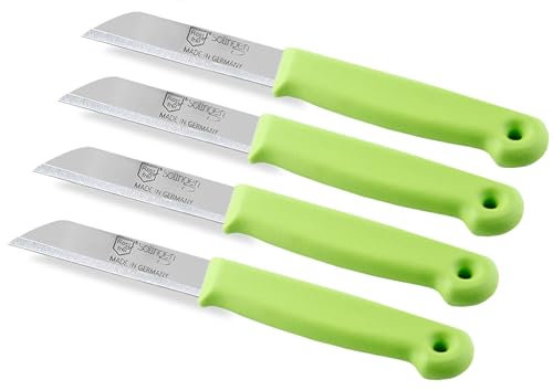 Couteaux à fruits Solingen Set Acier inoxydable Fabriqué en Allemagne Lames tranchantes pour couper les fruits et légumes (4, Court)