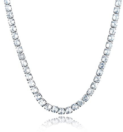 U7 Collana Tennis da Donna e Uomo con Bianchi Zirconi Bianchi 5mm Acciaio Inossidabile Girocollo Tennis Brillantini Lunghezza 45cm Girocollo Donna Idee Regalo per Donna Uomo