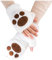 Fleece-Bären-Katzenhandschuhe Halbfinger-Handschuhe Pfote Fingerlose Kralle Niedlicher Cartoon-Dicker Warmer -Handschuh-Handschuhe Damen-Handschuhe Armstulpen Weiß (White, One Size)