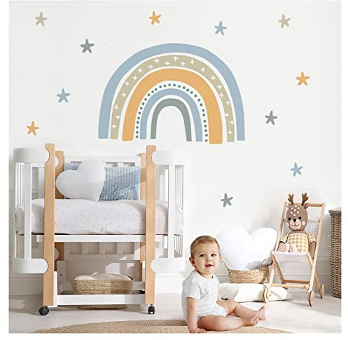Little Deco Wandtattoo Kinderzimmer Regenbogen mit Sterne Wandsticker Babyzimmer Wandaufkleber Deko DL927-4