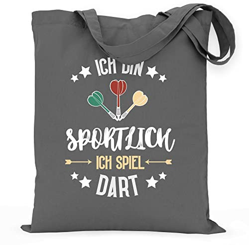 wowshirt Stoffbeutel Jutebeutel Ich bin Sportlich ich spiel Dart Dartensport Liebhaber Geschenk Für Darts Spieler, Farbe:Graphite Grey