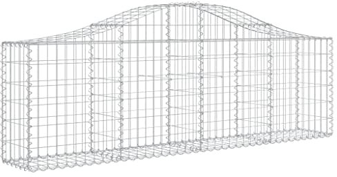 vidaXL 13x Arched Gabion Basket Cage Mesh Wire Stone Basket Outdoor Spiral Retaining Wall Planter Gardens 200x30x60/80 cm Galvanised Iron