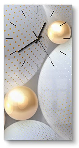 DEQORI Glasuhr | horizontal 30x60 cm | Motiv Angeordnete Kugeln | große XXL Design Uhr aus Glas | leise Wanduhr für Wohnzimmer & Küche | moderne Hingucker Uhr für die Wand