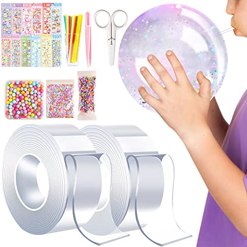 UOCAI 29 Stücke Nano Tape Bubbles Set, Wiederverwendbar Bubble Tape Diy,Blowing Bubble Tape,Bubble Tape Nano,Transparentes Mehrzweck-Plakatband, Nano Tape Bubble Craft Kit für Erwachsene Kinde