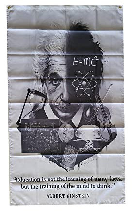 Stormflag Albert Einstein Flaggen 90cmx150cm Albert Einstein inspirierendes Zitat, inspirierend, Poster Polyester Pongee 90g mit Ösen mit Doppelnadel genäht.