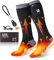 KEMIMOTO Beheizbare Socken mit Fernbedienung, 2600mAh*2 Beheizte Socken, Wiederaufladbaren Batterien Socken, Winter-Baumwollsocken Fußwärmer für Skifahren, Jagen