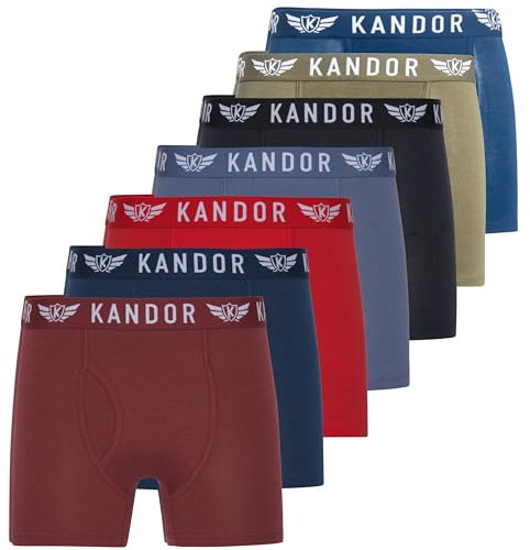 Kandor Lot de 7 Boxers en Bambou pour Homme, Sous-vêtements Doux et Respirants, Caleçons en Viscose de Bambou et Coton, Couleur Unie et Noir