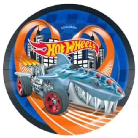 BeenSmile, 8 PLATOS 18 CM HOT WHEELS, Platos Desechables para Fiesta de Cumpleaños Infantil, Artículos de Decoración para Fiestas Temáticas
