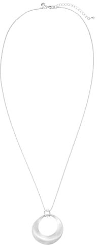 Leslii Damen-Kette Lange Halskette Eternal Ring-Anhänger Silberne Modeschmuck-Kette Matt Silber