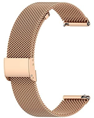 Metallarmband Kompatibel mit Huawei Watch GT 2 42mm Armbänder, 20mm Metall Mesh Gewebte Edelstahl Ersatzarmband Edelstahl Armband Uhrenarmband für Huawei Watch GT 2 42mm, Roségold