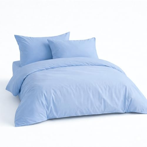 LivinEase Bettwäsche 200x200 Set - Mikrofaser Bettbezug 200x200 cm + 2 Kissenbezüge 80x80 cm - Bettwäsche blau