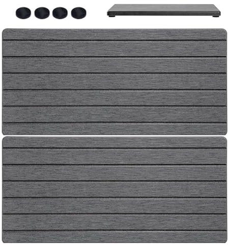 FOGARI Diatomaceous Earth Absorption Tray, 2-Piece Set, Grey, Rectangular, Diatomaceous Earth and Plant Fibres, Non-Slip, Rustic, Kitchen and Bathroom