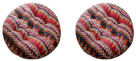 Factorys 2er Set Stuhlkissen rund 40cm Sitzauflage Waschbarekissen rutschfest & gemütlich für Stühle Indoor Outdoor Sitzkissen (E)