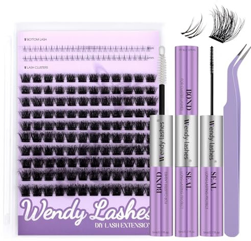 Kit Extensions Cils avec Supérieurs et Inférieurs Effet 3D 0,07mm C9 DIY Lash Clusters Mix10-16mm Hybrid Faux Cils Individuel DIY Extension de Cils Individuels Kit avec Lash Bond and Seal