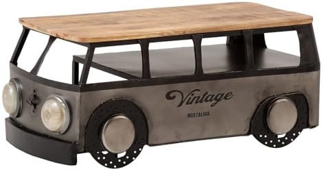 Woodkings Couchtisch Camper | 110x40x55cm | Retro Bus Design für das Wohnzimmer | rustikal aus Metall und Mangoholz | Stauraum | Unikat