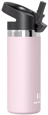 Super Sparrow Water Bottle Insulated - 500ml - Wide Mouth Metal Bottle - Wide Mouth SwivelSip Flask - BPA Free, Leak Proof - Ergonomic Straw Water Bottles for Work, Gym, Travel, Sports