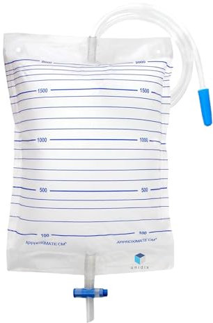 Unidix | Bolsas de orina estériles 2L - Tubo de 90 cm - Válvula de salida en forma de “T” - Antirreflujo (30 Unidades)