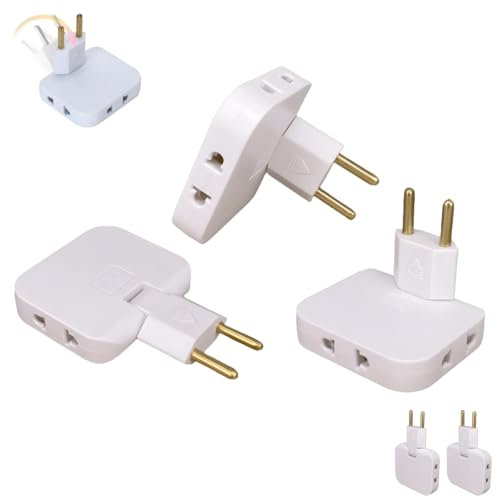 Pack 2 Ladrón Enchufe Plano múltiple de Pared de 3 Tomas con Cabezal Giratorio 180º. Regleta Enchufe Adaptador Europeo y Americano.