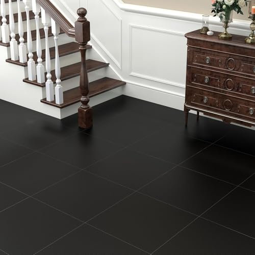Decotalk Piastrelle Pavimento Pvc Adesivo Nero 30X30cm 3 Pezzi Adesive Cucina Nero Pavimento PVC Adesivo Piastrelle Pavimenti Interno Adesive Pavimenti Garage Cucina Bagno Soggiorno