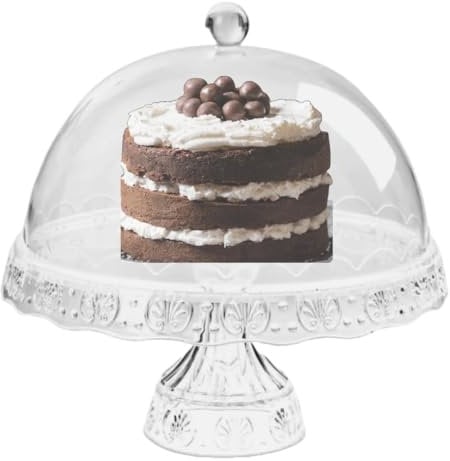 Almineez Cake Stand with Dome Lid Multifunctional 6 in 1 Acrylic Cake Stand - Multi Purpose Container and Serving - Ideal for Birthdays Presents Dinners Parties and Decorations