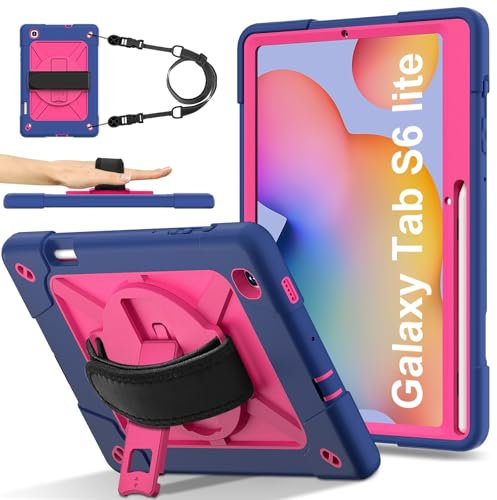 Funda protectora para tableta Tablet PC Case Compatible with Samsung Galaxy Tab S6 Lite 10.4'' 2020 (SH-P610/P615),Full-Body Heavy Duty Shockproof Protective Cover with Wrist Strap Stand,Pencil Holder