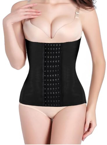 AOOWU Waist Trainer Corset, Postpartum Belly Wrap, C Section Recovery Belt Band, Tummy Control Body Shaper, Adjustable Sweat Waist Cincher Trimmer, Tummy Girdle Corset, Waist Trainer Belts Black