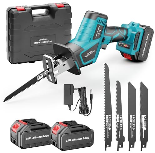 SINGTIP Sega a Gattuccio Compatibile con Maa-kita 21V Batteria, Gattuccio a Batteria Con 2×3.0Ah Batteria e 6 Livelli di Velocità Fino a 3500SPM 4 Lame, Gattuccio Elettrico per Legno e Metallo
