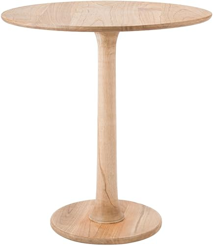CLP Beistelltisch rund Morristown, handgefertigter Holztisch aus Mindi-Holz, massiver Couchtisch für Wohnzimmer und Esszimmer | Farbe Natur