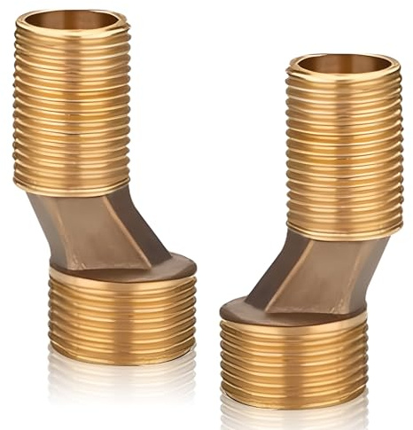2 Stück Duscharmatur Adapter, 3/4 AG x 1/2 AG Messing S Anschluss Adapter versetzt um 8 mm Länge 60 mm, Verstellbarer Schwenkarm Wasserhahnanschlüsse für Wandarmaturen Badezimmer