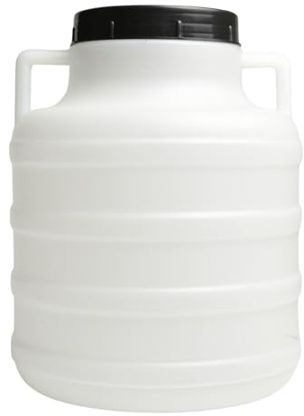 Food-Safe Plastic Barrels with Screw-On Lid – Durable Storage Drum for Fermentation, Water, and Food, Lightweight with Handles (10L Round Barrel)