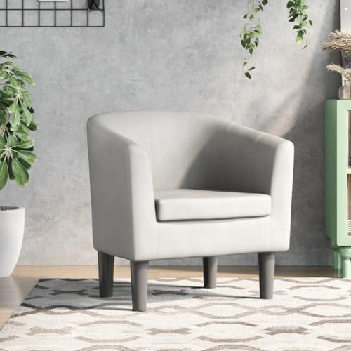 Tonture Clubsessel Weiß Kunstleder, Modern Lounge Sessel für Wohnzimmer, Schlafzimmer, Büro, Bequemer Relax Sessel, Strapazierfähig, 70x56x68cm