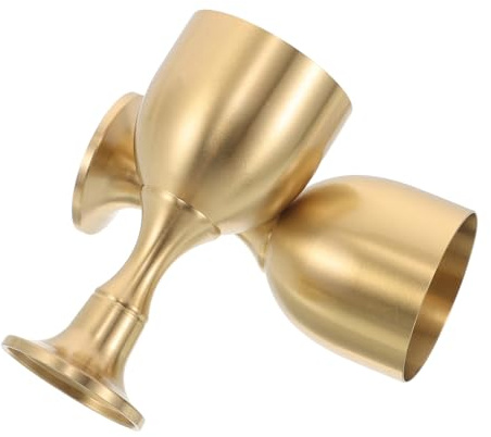 BESPORTBLE 2pcs Vintage Gold Chalice Goblet Brass Holy Grail Cup for Religious Ceremonies Renaissance Fairs Weddings Barware Decorative Medieval Drinking Vessel with Ornate Patterns Craft