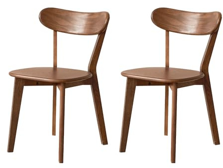 YESWOOD Esszimmerstühle 2er Set Roteiche Massivholz, Holzstühle mit Rückenlehne, Skandinavischer Stühle für Esszimmer, Küche, Wohnzimmer, Walnuss