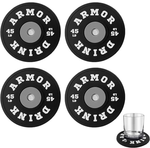 Bamily 4 Pack Weight Plate Coaster, Silicone Gym Coaster Non-Slip, Funny Fitness Gift Gym Gift for Home Gym/Office/Coffee Table, Heat Resistant Home Decoration