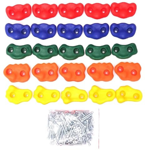 YKMYXZ 25Pcs For Hand Feet Holds Grip Kits Backyard Rock Climbing Wall For Frame Bracket(Color No Rope)